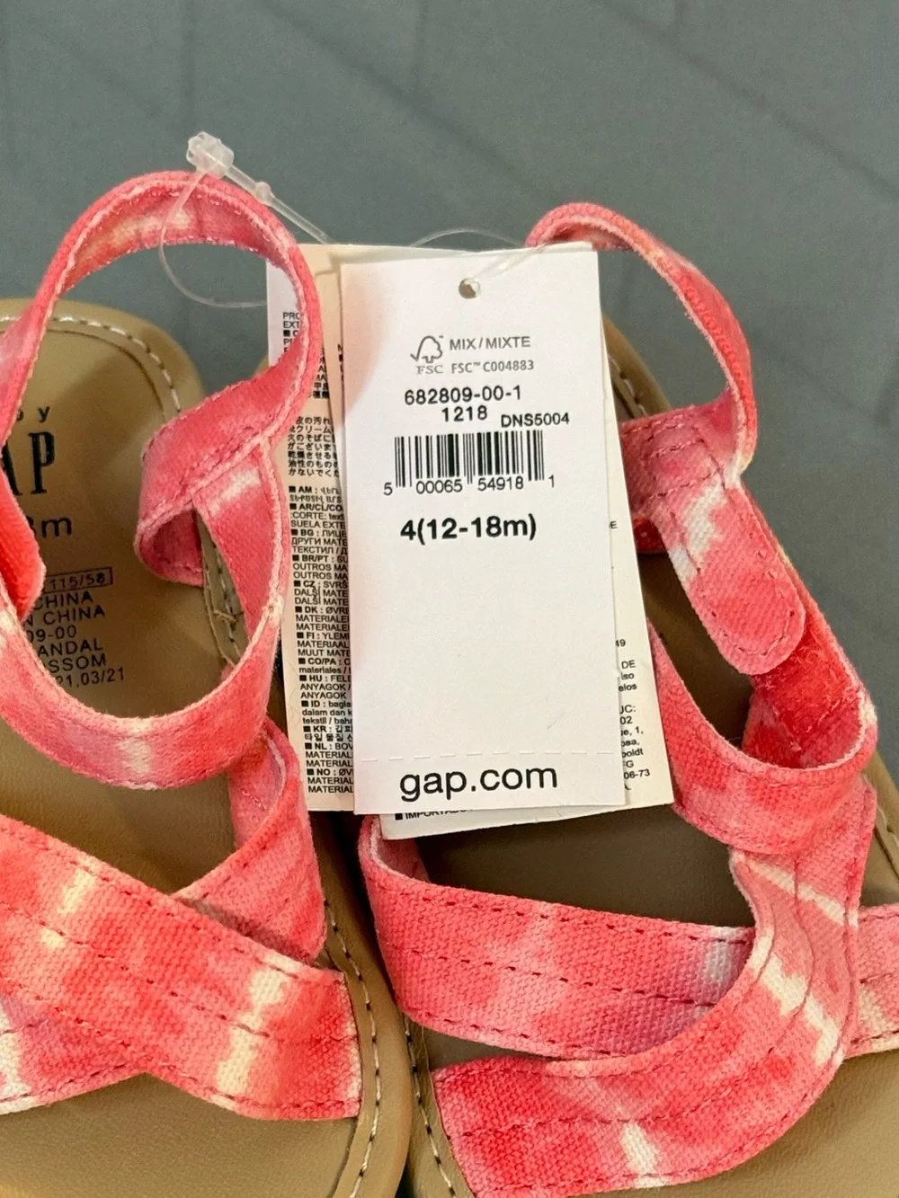 GAP Kids Coral Pink Tie-Dye Strappy Sandals